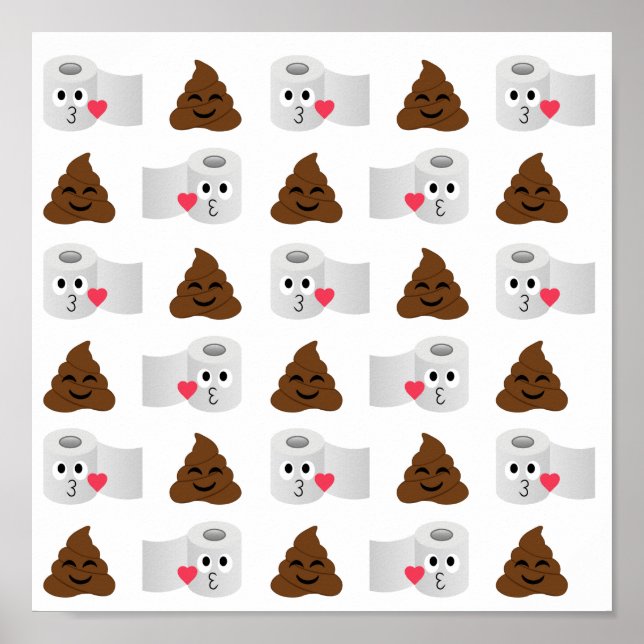 poop emoji and toilet tissue paper poster (Front)