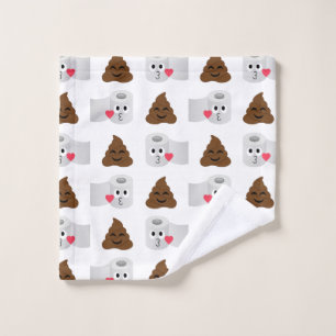 poop emoji and toilet tissue paper wash cloth