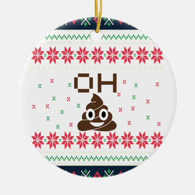 Poop emoji ceramic ornament (Front)