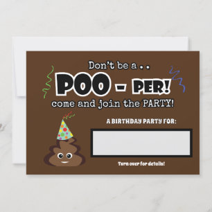 POOP emoji cute funny birthday party kids Invitati Invitation