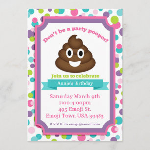 Poop Emoji Fille Anniversaire Invitation