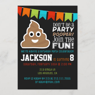 Poop Emoji Funny Boys Anniversaire Fête Invitation