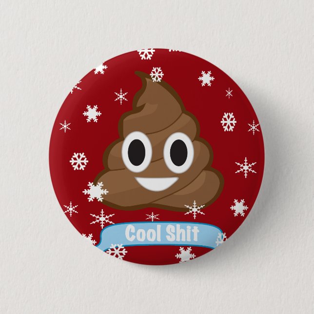 Poop Emoji Funny Christmas Button badge (Front)