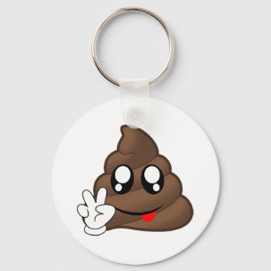 Poop Emoji Peace Sign Hands Keychain
