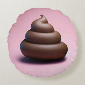 Poop Emoji Round Pillow