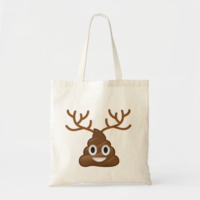 Poop Emoji with Antlers Tote Bag (Front)