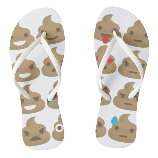 poop emojis sandals shoes flip flops (Footbed)