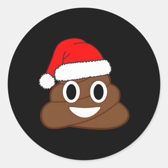 Poop Emoticon Santa Face Emoticon Py Classic Round Sticker (Front)