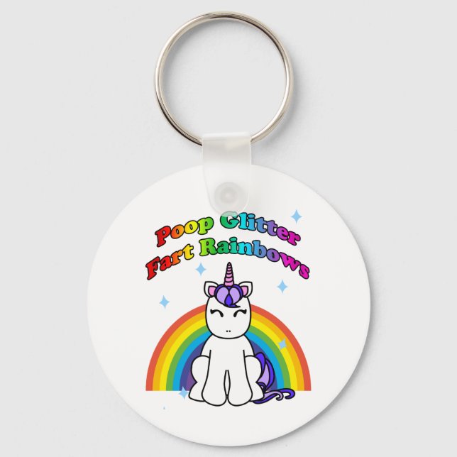 Poop Glitter Fart Rainbows Keychain (Front)