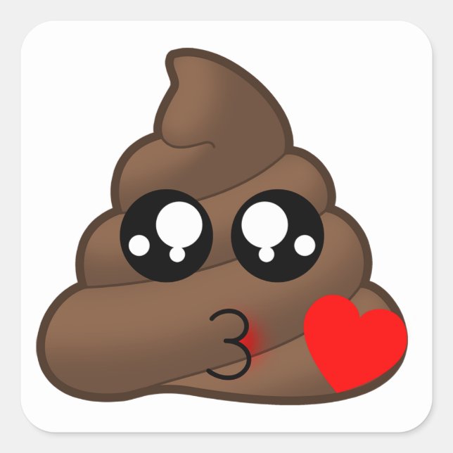 Poop Heart Love Emoji Square Sticker (Front)