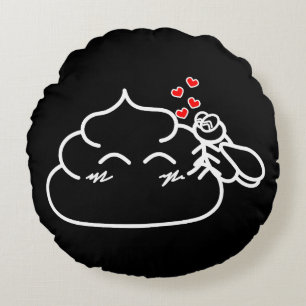 Poop in Love - Brootsch the PooPoo Round Pillow