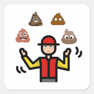 Poop Juggler Square Sticker