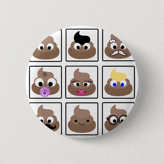 Poop Many Faces 2 Inch Round Button (Front)