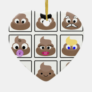 Poop Many Faces Ceramic Ornament