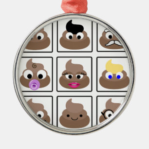 Poop Many Faces Metal Ornament