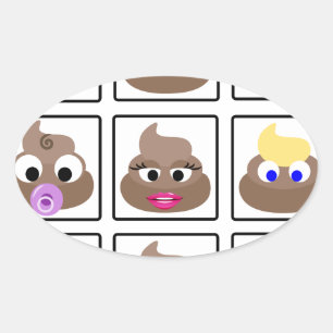 Poop Many Faces Oval Sticker
