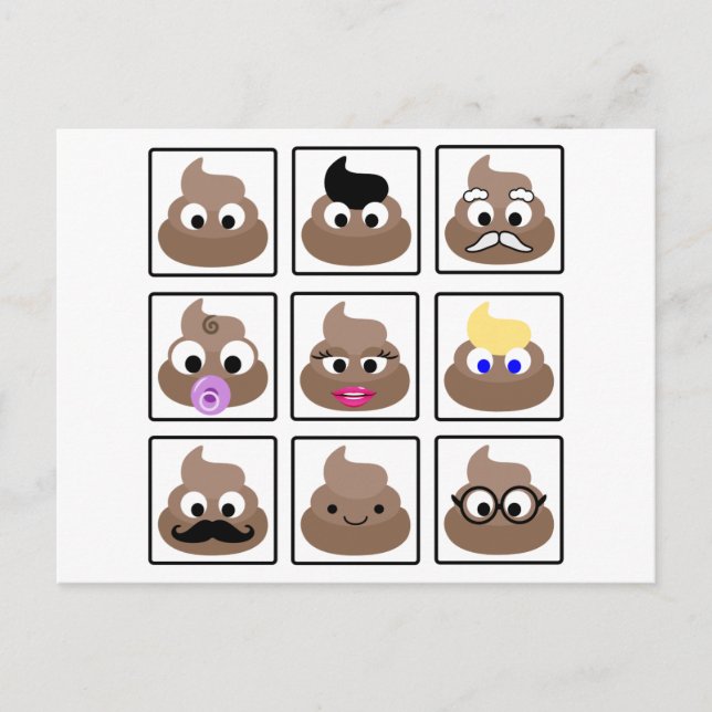 Poop Many Faces Postcard (Front)