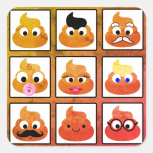 Poop Many Faces Vintage Old Paper Square Sticker