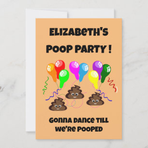 POOP party funny cute girls boys birthday Invitation