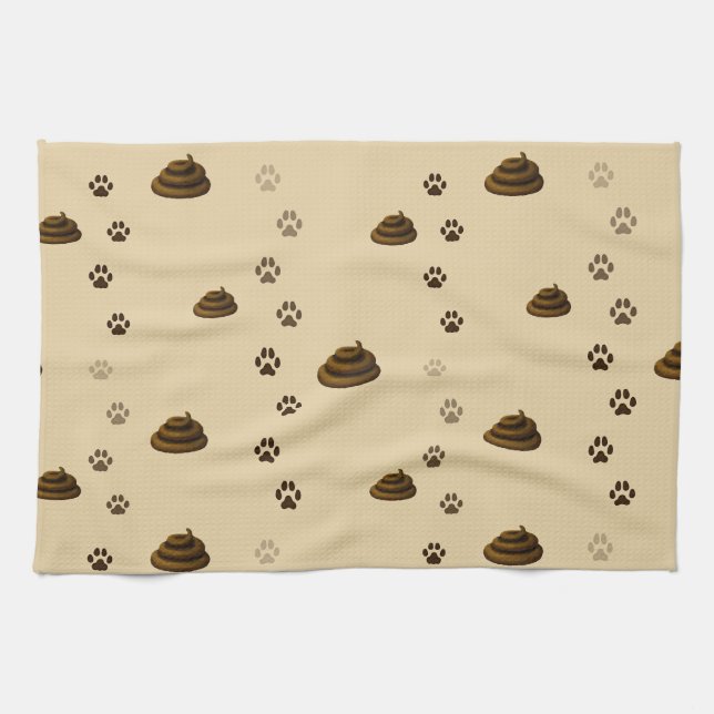 Poop & Paw Prints Cute Messy Pets Animal Lovers' Kitchen Towel (Horizontal)