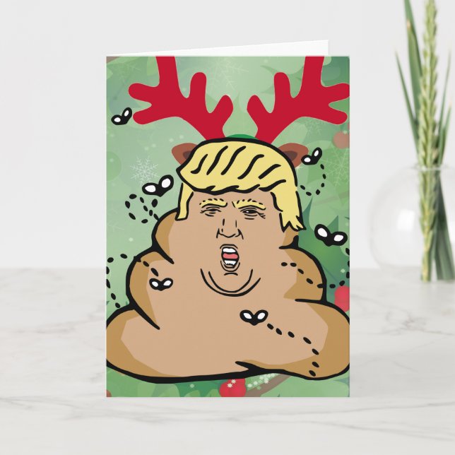 poop reindeer donald trump holiday card (Front)