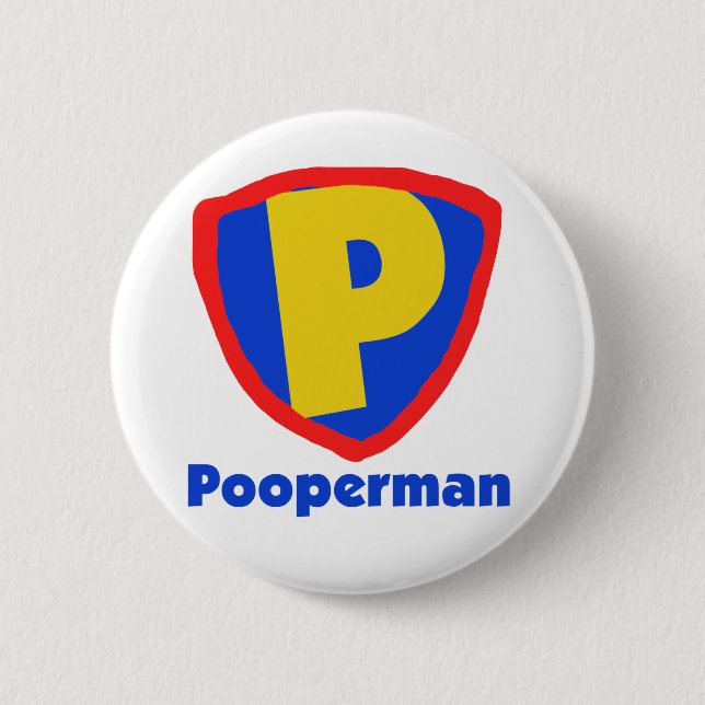 Pooperman 2 Inch Round Button (Front)