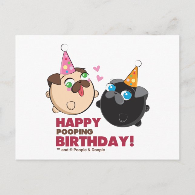 Poopie And Doopie Birthday Postcard (Front)