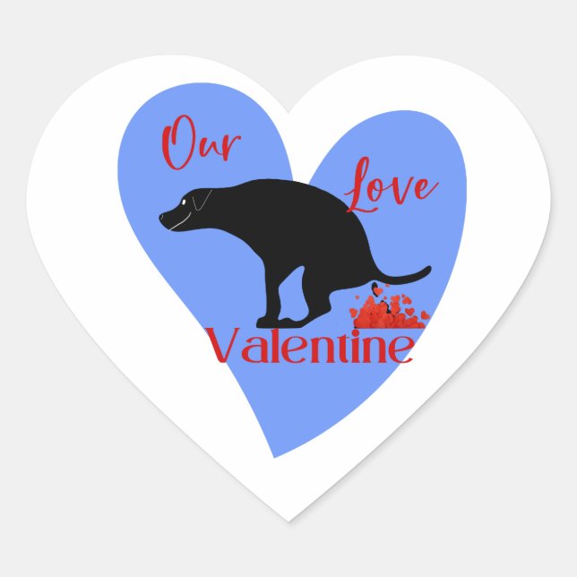 Pooping Dog Valentine Heart Sticker (Front)