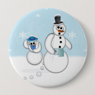 Pooping Snowman 4 Inch Round Button