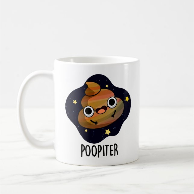 Poopiter Funny Planet Jupiter Pun  Coffee Mug (Left)