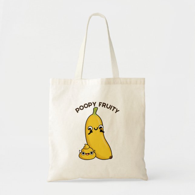 Poopy Fruity Funny Fruit Pun Tote Bag (Front)