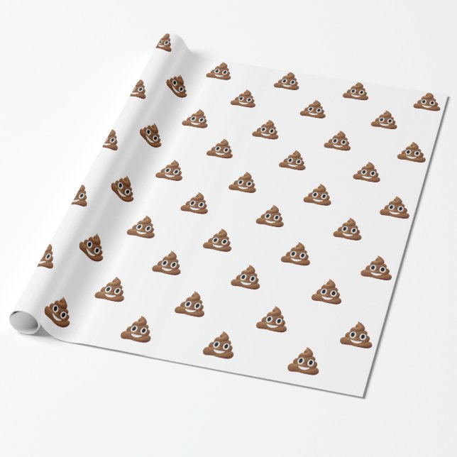 Poopy Little Gift Poo Emoji Wrapping Paper (Unrolled)