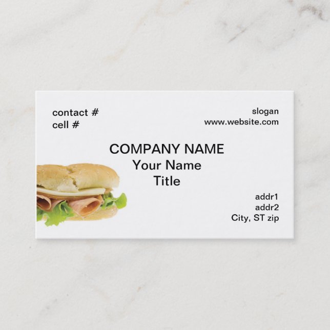 poor boy sub sandwich business card (Front)