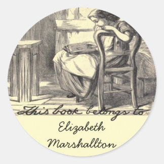 Poor Girl's Treasure Bookplate Classic Round Sticker