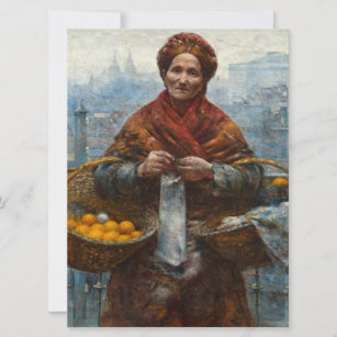 Poor Jewish Woman Selling Oranges in Poland Card