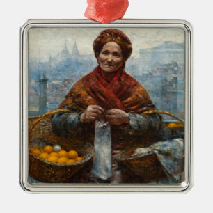 Poor Jewish Woman Selling Oranges in Poland Metal Ornament