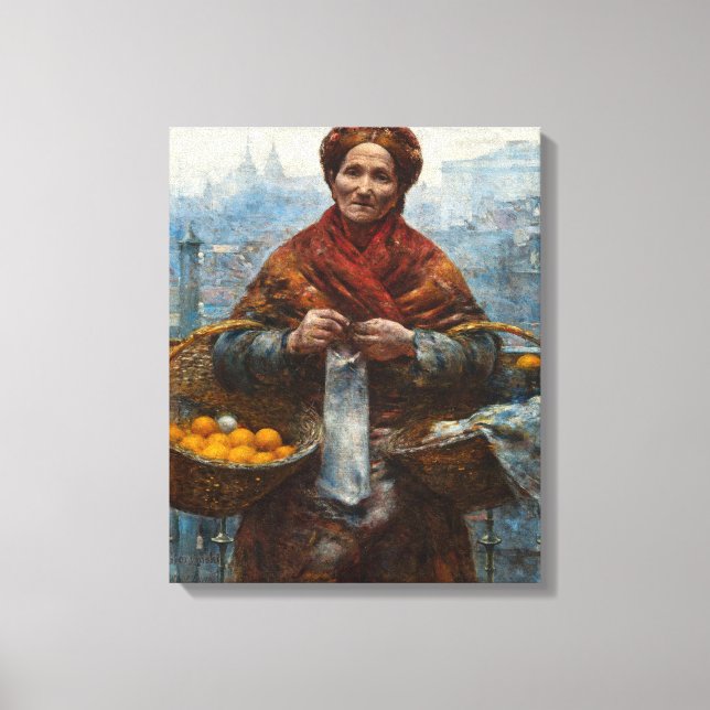 Poor Jewish Woman Selling Oranges in Warsaw Canvas Print (Front)