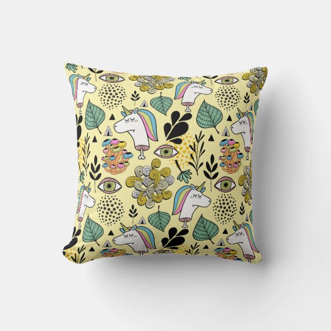 Poor Unicorn Throw Pillow (Front)
