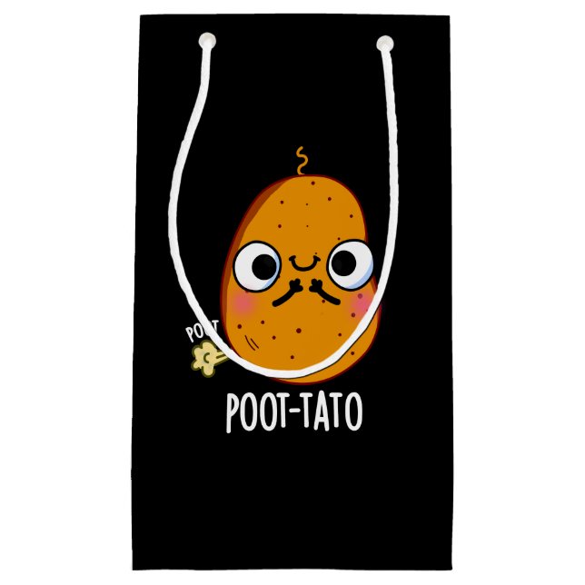Poot-tato Funny Farting Potato Pun Dark BG Small Gift Bag (Front)