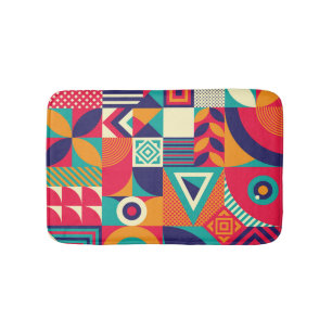 Pop abstract geometric shapes, seamless pattern. bath mat