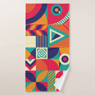 Pop abstract geometric shapes, seamless pattern. bath towel