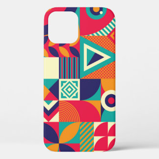 Pop abstract geometric shapes, seamless pattern. iPhone 12 case