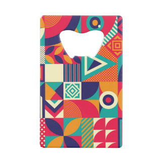 Pop abstract geometric shapes, seamless pattern. credit card bottle opener