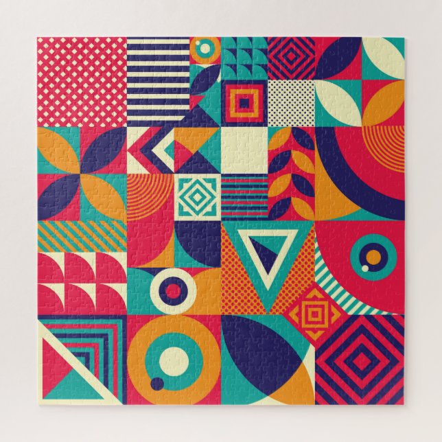 Pop abstract geometric shapes, seamless pattern. jigsaw puzzle (Vertical)
