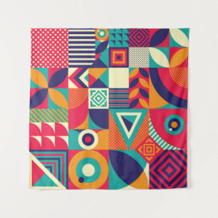 Pop abstract geometric shapes, seamless pattern. tapestry