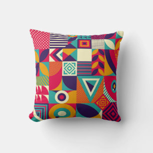 Pop abstract geometric shapes, seamless pattern. throw pillow