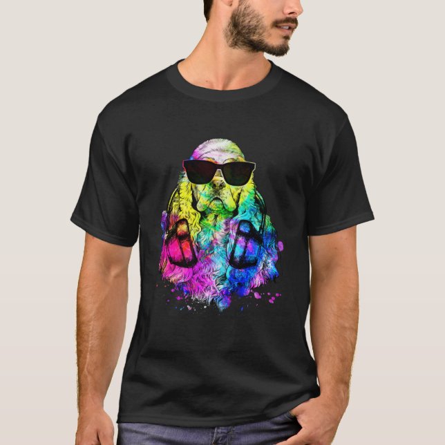 Pop American Cocker Spaniel Dog Portrait with Head T-Shirt (Front)