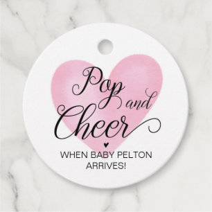 Pop And Cheer Pink Baby Shower Favour Tag