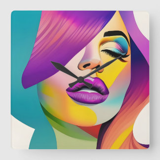 Pop Art 1 Square Wall Clock