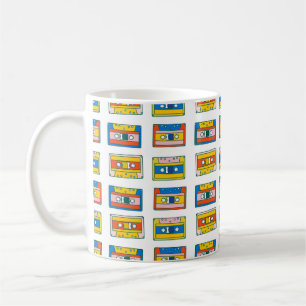 Pop art 90s seamless pattern of music cassettes. B Coffee Mug